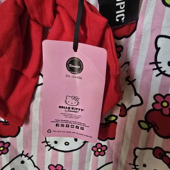 Hello Kitty Sanrio Hot Topic Apples Flowers Bow Blouse Womens Small/Medium - Picture 6 of 13